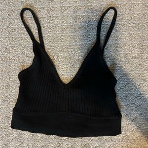 Zara Knit Ribbed Black Tank Top